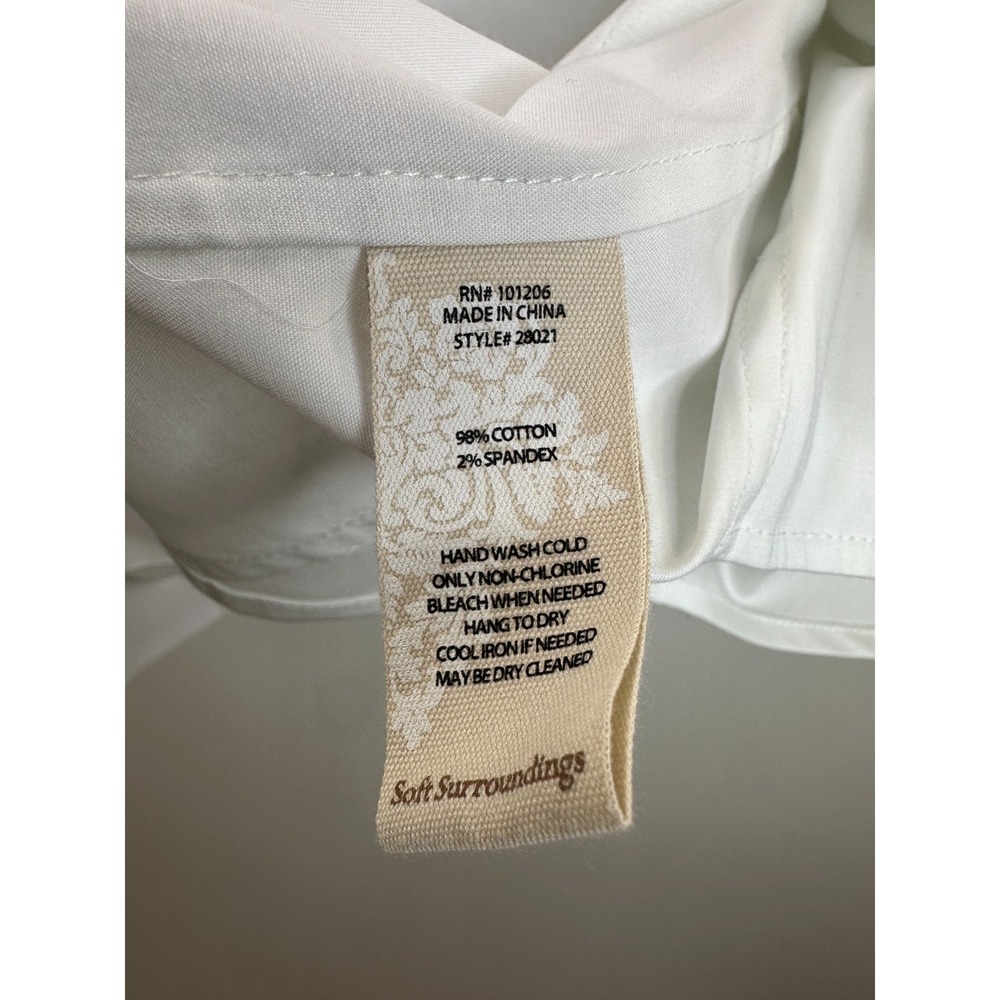 NWOT Soft Surroundings White Stretch Hidden Button Placket Shirt Large Tunic Top - Picture 7 of 14